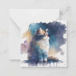 Aquarel Cat Kaart Notitiekaartje