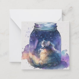 Aquarel Cat Kaart Notitiekaartje