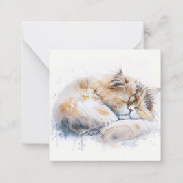 Aquarel Cat Kaart Notitiekaartje