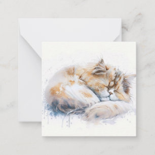 Aquarel Cat Kaart Notitiekaartje