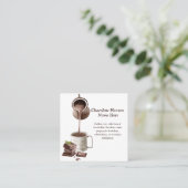 aquarel chocolade vierkante visitekaartje (Staand voorkant)