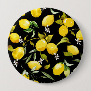 Aquarel citroenen 7 ronde button 4,0 cm