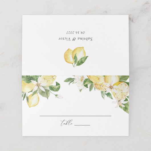 Aquarel Citroenen Citrus Groen Bloesem Tafel (Buitenkant ongevouwen)