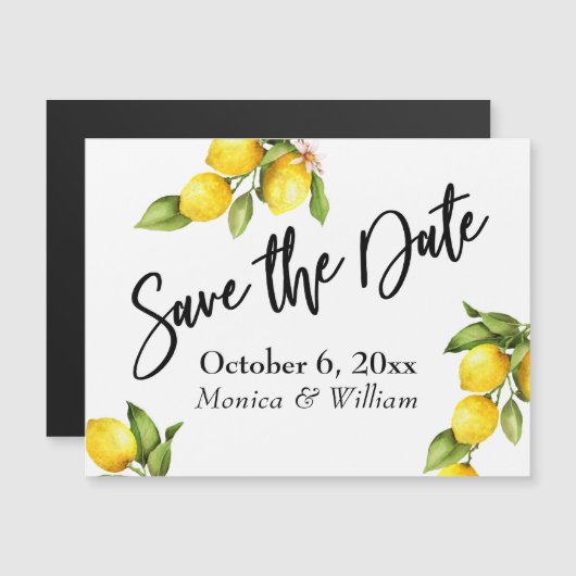 Aquarel Citroenen Save the Date Magnetische Kaart (Voorkant / Achterkant)