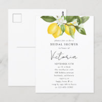 Aquarel Citrus Citroen Bruiloft Uitnodiging