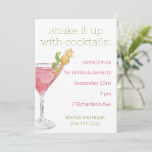 Aquarel Cosmopolitan Cocktail Party Uitnodiging