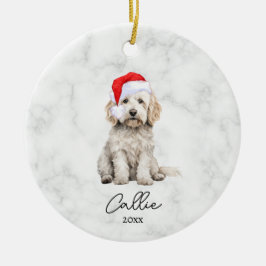 Aquarel Crème Parti Goldendoodle Honden Schilderij Keramisch Ornament