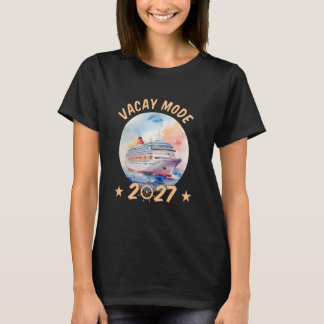 Aquarel Cruise Schip Kunst Familie Vakantie Vacay T-shirt