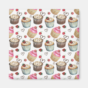 Aquarel cupcakes magneet