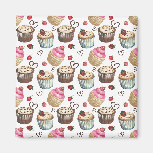 Aquarel cupcakes magneet (Voorkant)