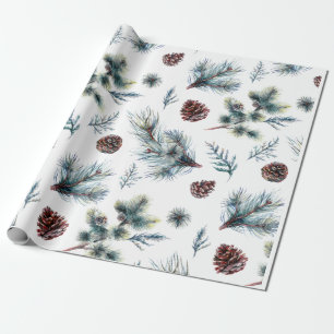 Aquarel Dennentakjes Kerstmis Cadeaupapier