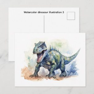 Aquarel dinosaurus illustratie 3 Briefkaart