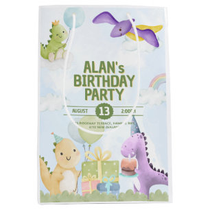 Aquarel Dinosaurus Verjaardagsuitnodigingen Medium Cadeauzakje