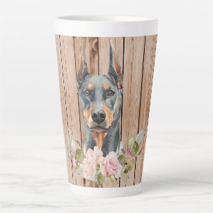 Aquarel Dobermann & Bloemen Latte Mok