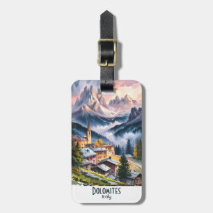 Aquarel Dolomieten Italië Alpen Bergen Op Maat Bagagelabel
