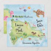 Aquarel Dominicaanse Republiek Kaart Save the Date (Voorkant / Achterkant)