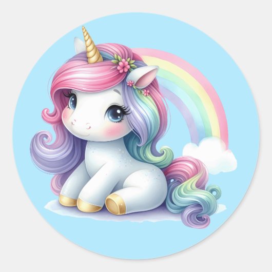  aquarel eenhoorn Stickers (Voorkant)