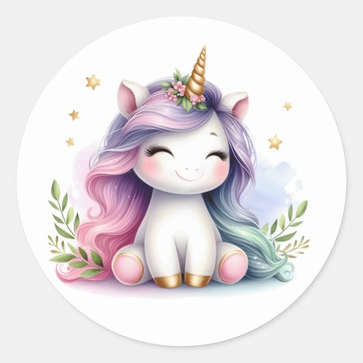  aquarel eenhoorn Stickers (Voorkant)