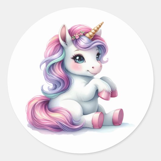  aquarel eenhoorn Stickers (Voorkant)