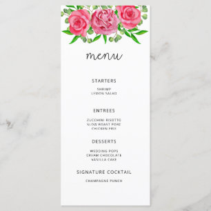 Aquarel elegante bloem minimalist menu