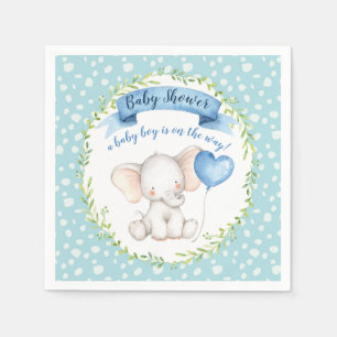 Aquarel Elephant Blue Baby shower servet