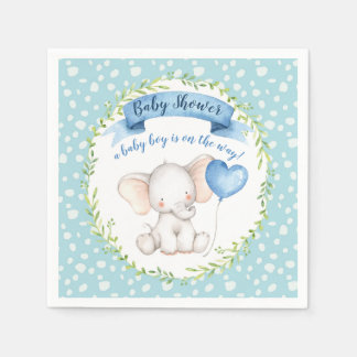 Aquarel Elephant Blue Baby shower servet