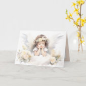 Aquarel engel meisje  kaart (Gele Bloem)