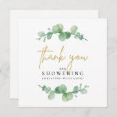 Aquarel Eucalyptus Baby Shower Bedankkaart (Voorkant / Achterkant)