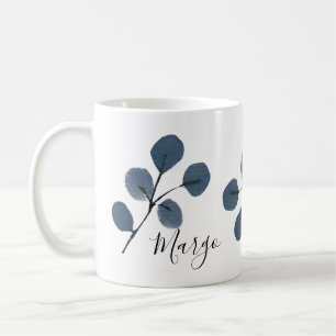 Aquarel Eucalyptus Blau Botanisch Handgeschilderd Koffiemok