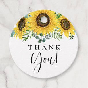 Aquarel Eucalyptus en Zonnebloemen Bedankt Bedankjes Labels