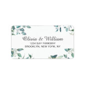 Aquarel Eucalyptus Groene blad Elegante Chic Etiket (Voorkant)