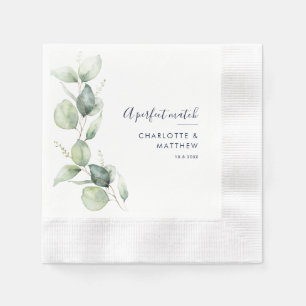 Aquarel Eucalyptus Script Trouwpapier op Maat Servet