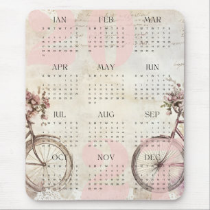 Aquarel Fiets Bloem Kleur Jaarkalender 2027 Muismat
