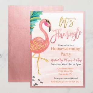 Aquarel Flamingo Huisinwijding Feest Uitnodiging