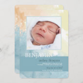 Aquarel Foto Geboorteaankondiging Aankondiging (Voorkant / Achterkant)