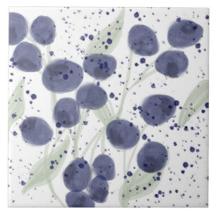 Aquarel Fruit Blauwe Bes Paarse Spat Kunst Tegeltje