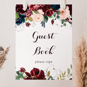 Aquarel geïllustreerd herfst bloemengastenboek tek poster