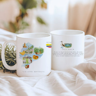 Aquarel geïllustreerde kaart Ecuador Monogram Koffiemok