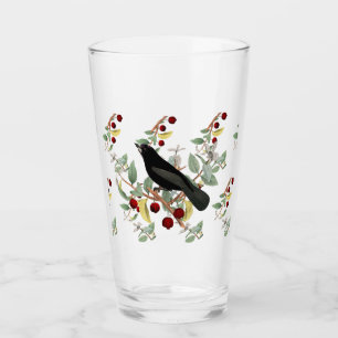 Aquarel geïllustreerde merel ontwerp glas