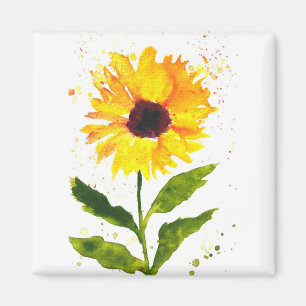 Aquarel gele zonnebloem aquarel bloemen magneet