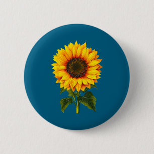 Aquarel gele zonnebloem botanische tuin zomer ronde button 5,7 cm
