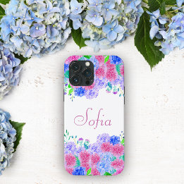 Aquarel Gepersonaliseerde Kleurrijke Hortensia iPhone 13 Pro Max Hoesje