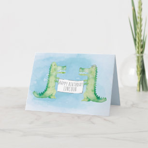 Aquarel geschilderde alligators/krokodillen met bo kaart