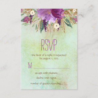 Aquarel geschilderde bloem bruiloft RSVP Kaartje