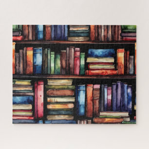 Aquarel Geschilderde Stapels Leesboeken Legpuzzel