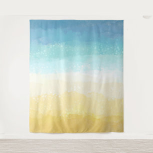 Aquarel geschilderde strand- en oceaanscène wandkleed