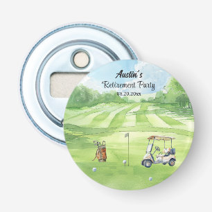 Aquarel Golfbaan Pensioenfeest Favor Button Flesopener