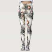 Aquarel Gotische Kerstschedels Gothmas Leggings (Voorkant)