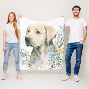 Aquarel Gouden Labrador Retriever en Bloemen Fleece Deken