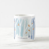 Aquarel Grijze Was Berkenbomen & Gouden Duiven Koffiemok (Center)